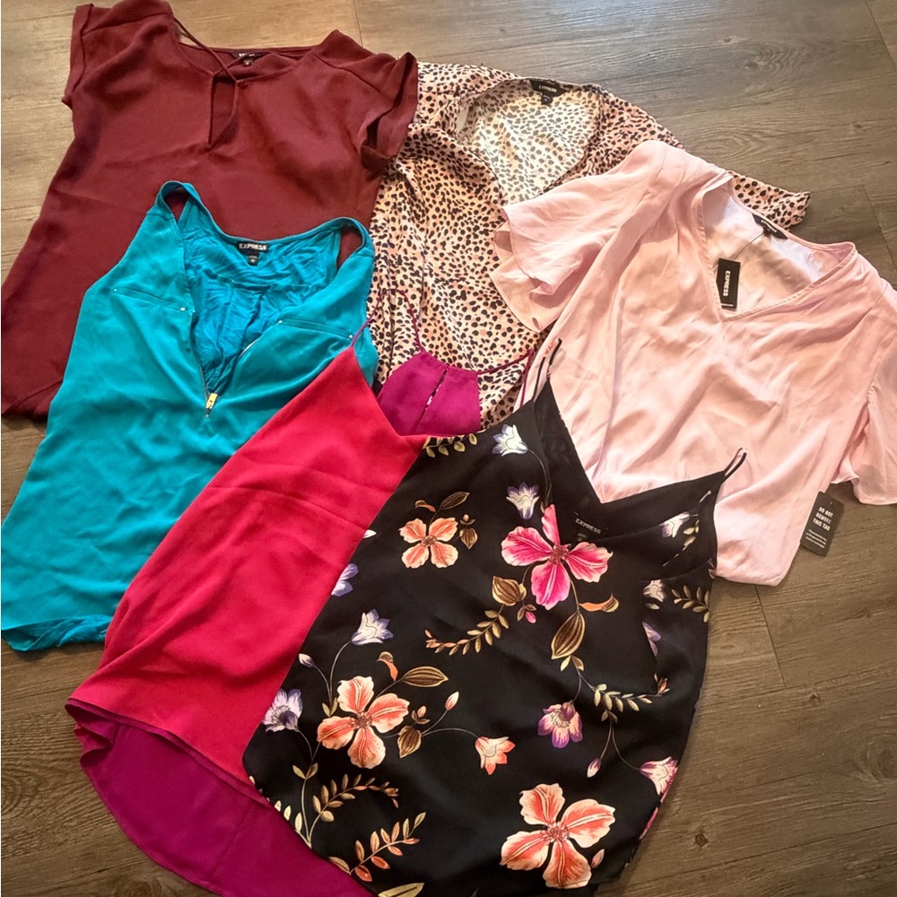 Mixed Women's Tops Bundle - Floral Black, Teal, Pink, Burgundy
